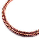 copper plated hematite faceted smooth rondelle beads