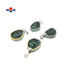 Malachite Silver/Gold Plated Edge Blue Oval Pendant Size 21x28mm Sold Per Piece