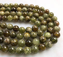 natural green garnet smooth round beads