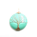 green howlite turquoise tree pendant copper wire wrap round