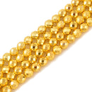 Titanium Gold Hematite Faceted Round Beads 2mm 3mm 4mm 6mm 8mm 10mm 15.5" Strand