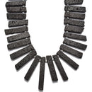 Black Lava Rock Stone Graduated Slab Slice Stick Points Beads 20-60mm 15.5"Strand