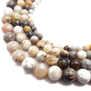 bamboo leaf agate smooth round beads