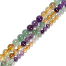 Citrine Amethyst Green Strawberry Quartz Round Beads 6mm 8mm 10mm 15.5'' Strand
