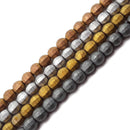 Gray/Gold/Silver/Copper Hematite Matte Faceted Round Beads 6mm 15.5" Strand