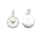 925 Sterling Silver Heart Charm Pendant Size 10.5x13mm 3Pcs Per Bag