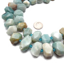 Natural Multi Color Amazonite Faceted Nugget Chunk Beads 13x20mm 15.5" Strand