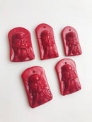 red bamboo coral hand carved old man pendant