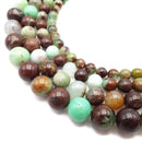 Brown Green Chrysoprase Smooth Round Beads 6mm 8mm 10mm 12mm 15.5" Strand