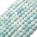 large hole blue green amazonite matte round beads