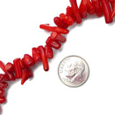 Red Bamboo Coral Irregular Branch Sticks Points Beads Size 5-8mm 15.5" Strand