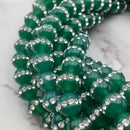 green agate rhinestone round beads