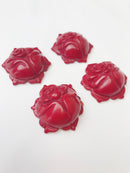 red bamboo hand carved coral flower pendant
