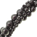 black jet pyrite Inclusions smooth round beads