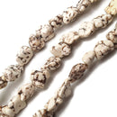 White Magnesite Turquoise Side Drill Pebble Nugget Size 8x10mm 15.5"Strand