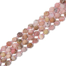 Natural Pink Opal Prism Cut Double Point Beads Size 7x8mm 15.5'' Strand