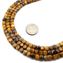 Natural Yellow Tiger Eye Faceted Cube Size 5mm 15.5'' Strand