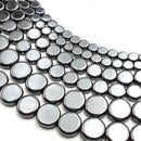 Gray Hematite Smooth Coin Beads 6mm 8mm 10mm 15.5" Strand