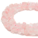 Rose Quartz Rough Nugget Chunks Center Drill Beads Approx 7x15mm 15.5" Strand