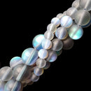 Black Blue Mystic Aura Mermaid Glass Matte Round Beads 6mm 8mm 10mm 12mm 15.5" Strand