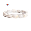 Natural White Agate Rice Shape Elastic Bracelet Beads Size 8x12mm 7.5'' Lengeth