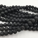 natural black lava rock stone round beads