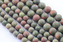 large hole unakite matte round beads