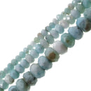 natural blue larimar faceted rondelle beads