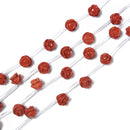 Red Jasper Hand Carved Rose Flower Gemstone Beads 10mm 12mm 10pcs Per Strand