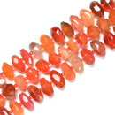 Carnelian Faceted Nugget Chunks Center Drill Beads Size 13-15mm 15.5'' Strand