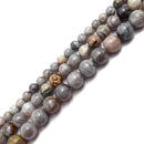 gray bamboo leaf agate smooth round beads