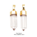 Gold Electroplated Multi Crystal Stone Pendulum Point Pendant 8x26mm Clear Quartz Amethyst Rose Quartz Black Obsidian Tiger Eye