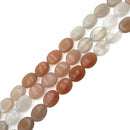 multi color moonstone smooth flat oval beads