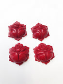 red bamboo hand carved coral flower pendant