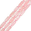 Rose Quartz Faceted Flat Rectangle Cylinder Tube Beads 14x28mm 15.5" Strand