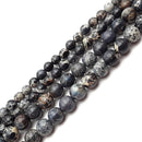 Black Impression Jasper Smooth Round Beads 4mm 6mm 8mm 15.5" Strand