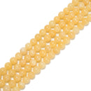 Natural Yellow Jade Smooth Round Beads Size 6mm 8mm 10mm 15.5'' Strand