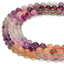 Multi Color Rainbow Fluorite Smooth Round Beads Size 6mm 8mm 10mm 15.5 Strand