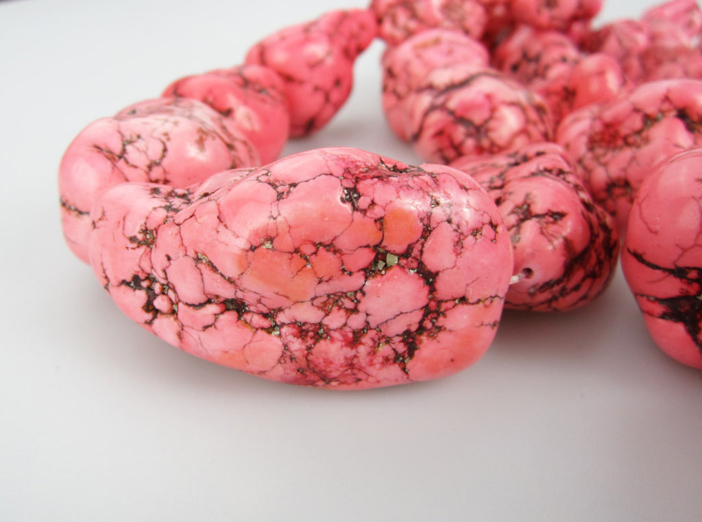 Pink Magnesite Turquoise Graduated Nugget Chunk Beads 25-55mm 15.5