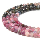 Natural Gradient Multi Color Tourmaline Faceted Round 3.5mm 4.5mm 15.5'' Strand