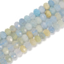 Natural Multi Color Aquamarine Faceted Rondelle Beads Size 4x6mm 15.5'' Strand