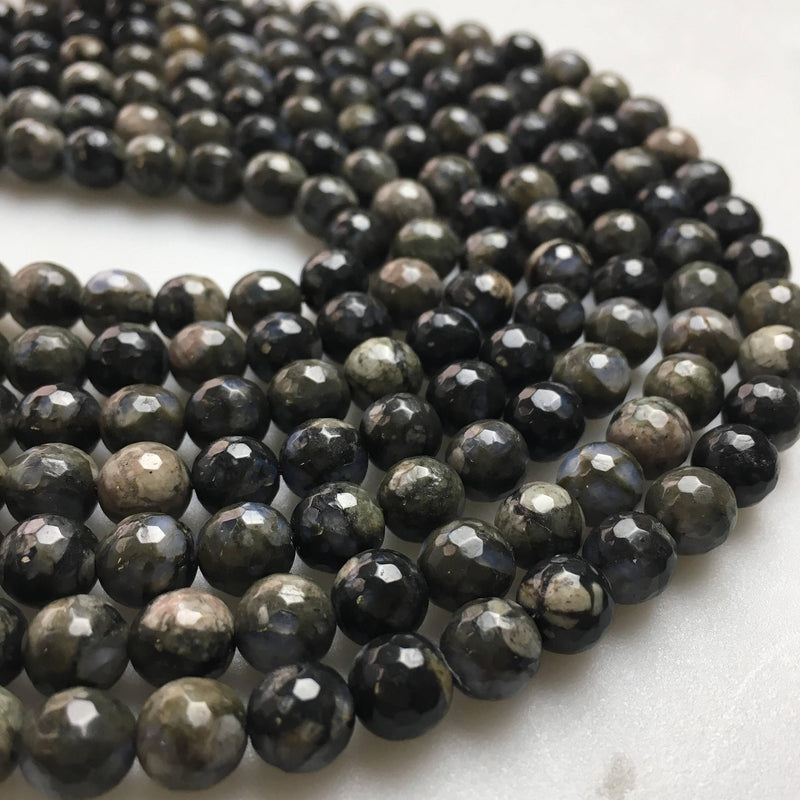 gray opal faceted round beads