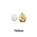 Flower Shell Clasp Connector w/Pearl Center White/Blue/Yellow 21x28mm Per Piece
