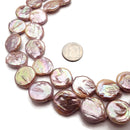 Natural Purple Fresh Water Pearl Keshi Coin Flat Discs Beads Size 16mm 15"Strand