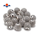 silver plated micro pave black zircon ball charm