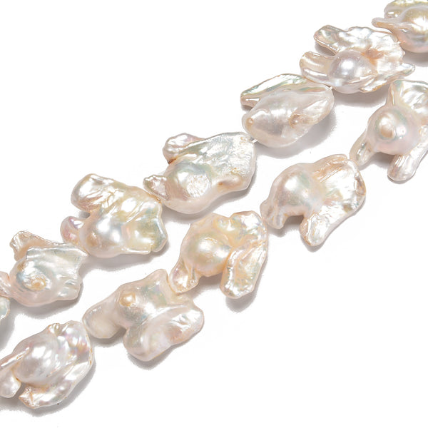 White Fresh Water Pearl Baroque Shape Beads Size Approx 20x25mm 15'' Strand