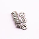 silver plated micro pave zircon flat wheel charm
