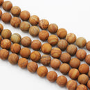 wood grajasper matte round beads