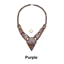 Bronzite Blue/Pink/Purple Impression Jasper Diamond Pendant Necklace 19" Inch