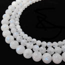 high quality white rainbow moonstone smooth round beads